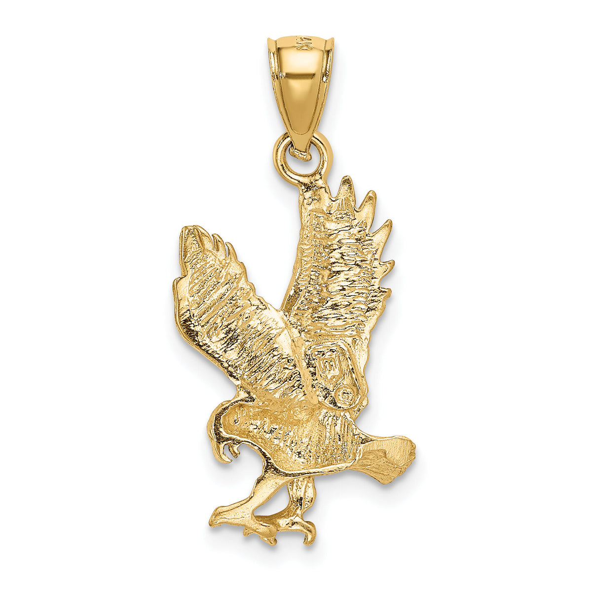 14K Satin Diamond-cut Eagle Pendant-K3273