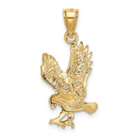 14K Satin Diamond-cut Eagle Pendant-K3273