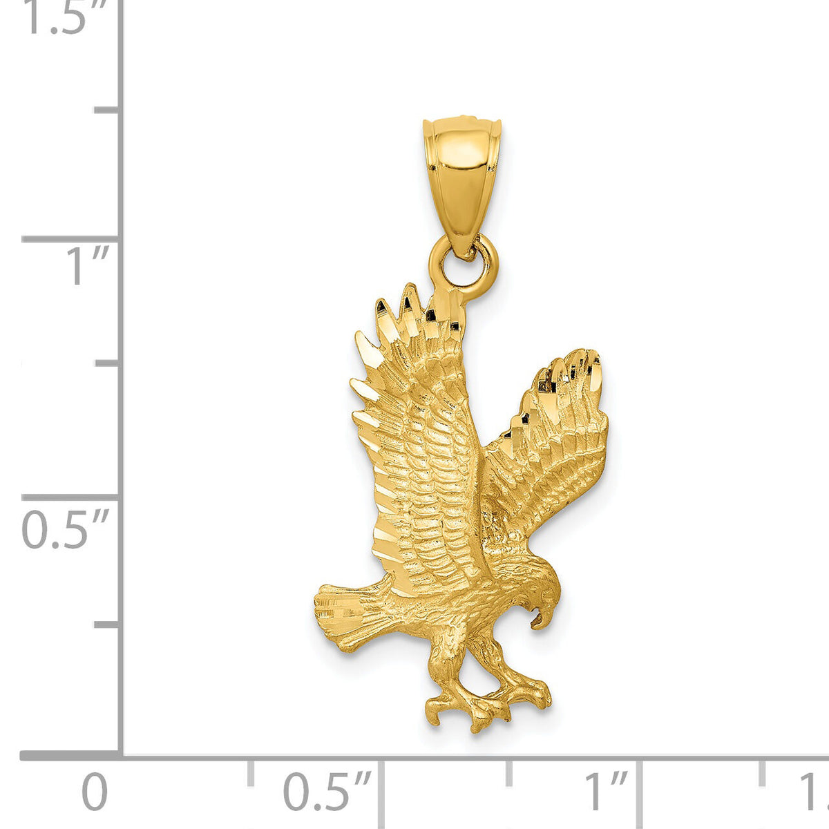 14K Satin Diamond-cut Eagle Pendant-K3273