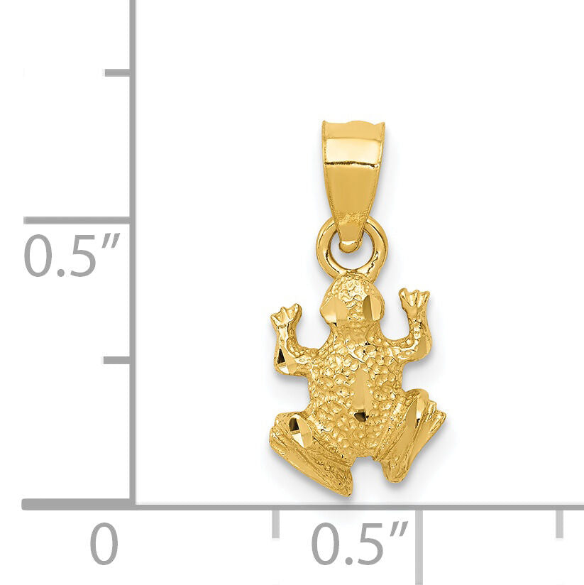 14K Diamond-cut Frog Pendant-K3289