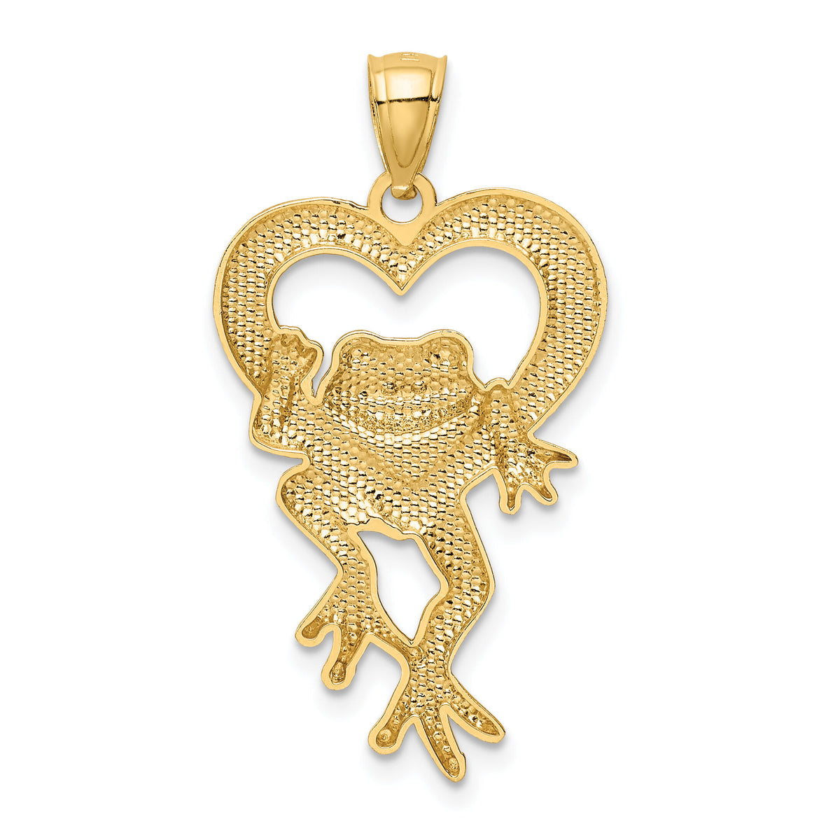 14k and Rhodium D/C Frog in Heart Pendant-K3293