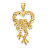 14k and Rhodium D/C Frog in Heart Pendant-K3293