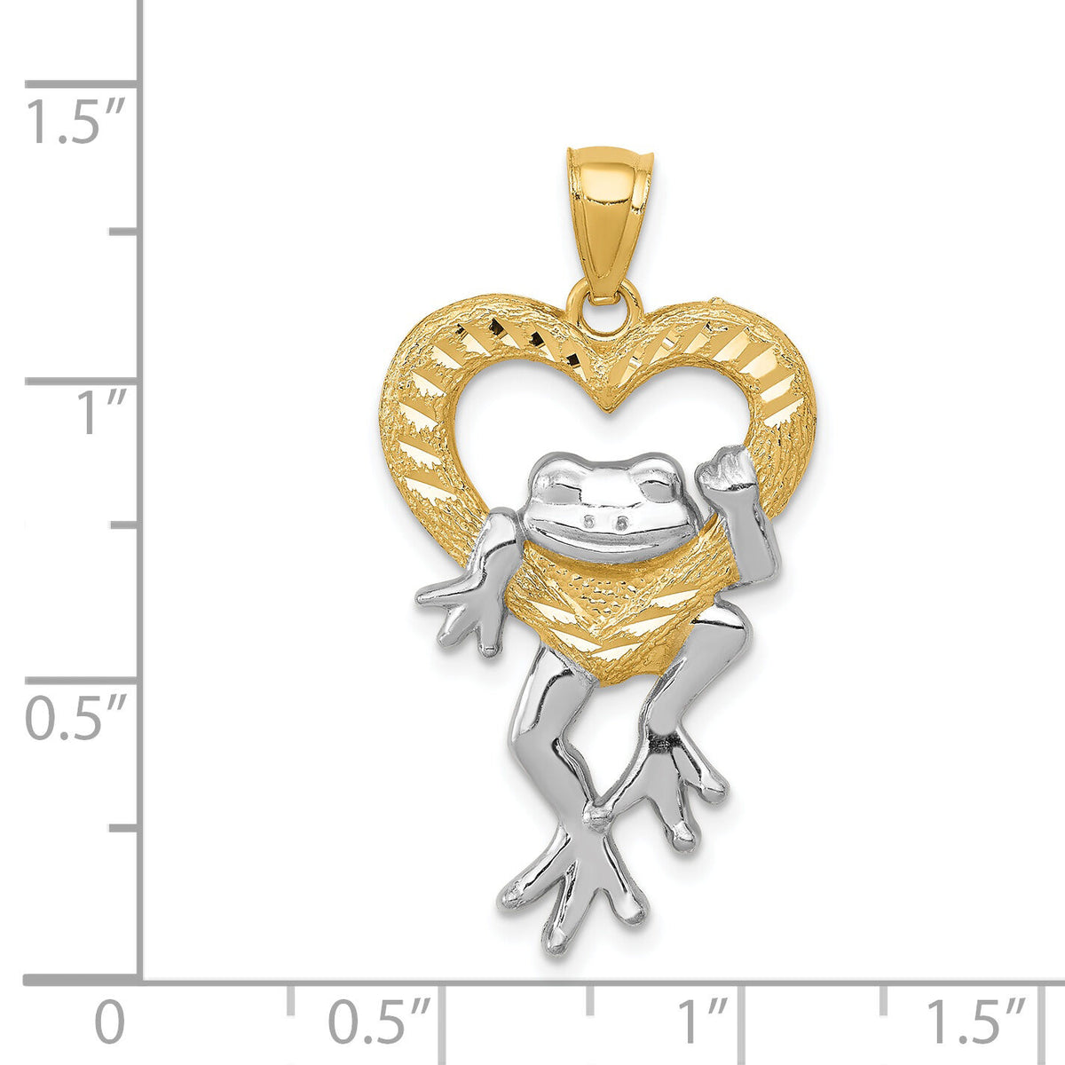 14k and Rhodium D/C Frog in Heart Pendant-K3293