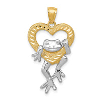 14k and Rhodium D/C Frog in Heart Pendant-K3293