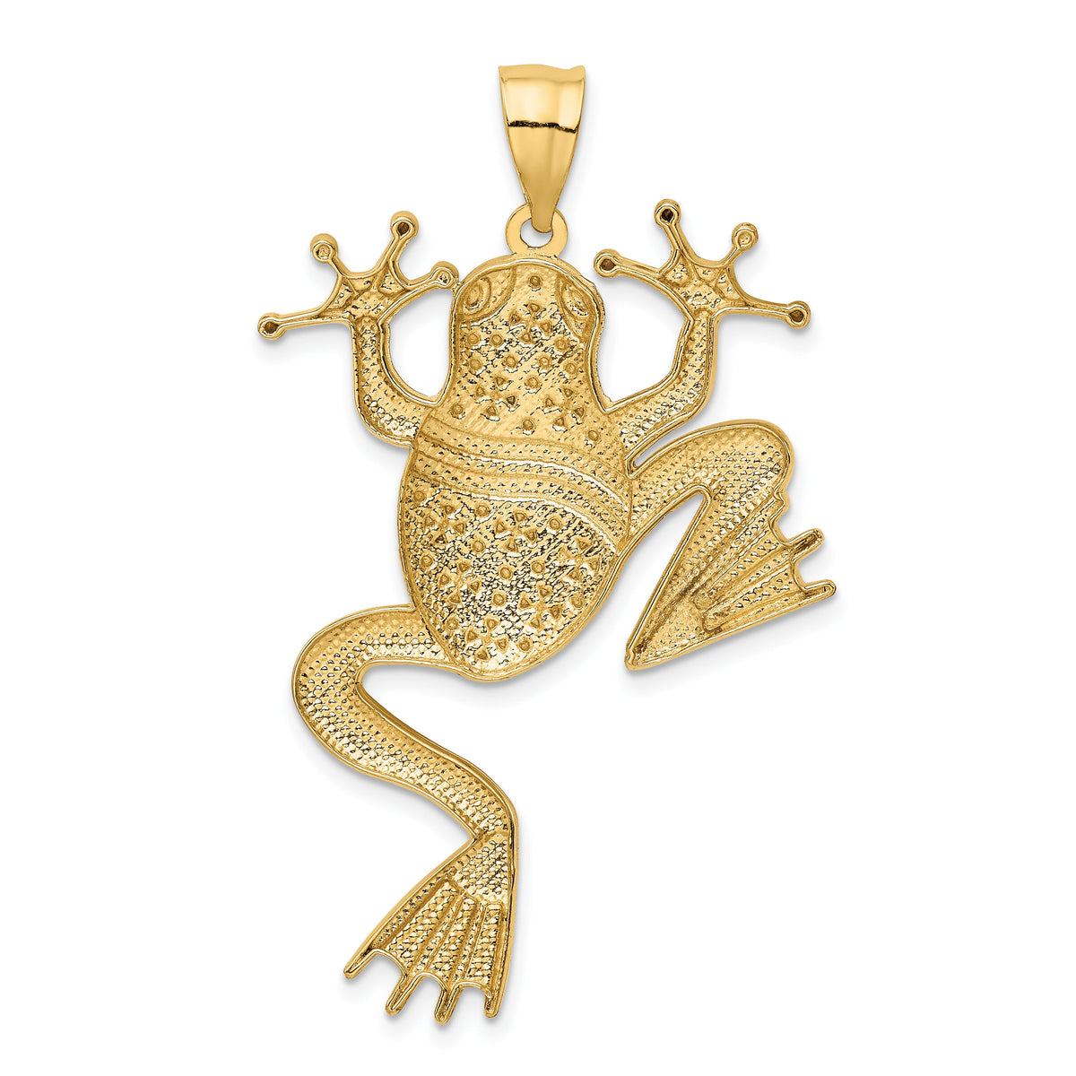 14K and Rhodium Diamond-cut Frog Pendant-K3296