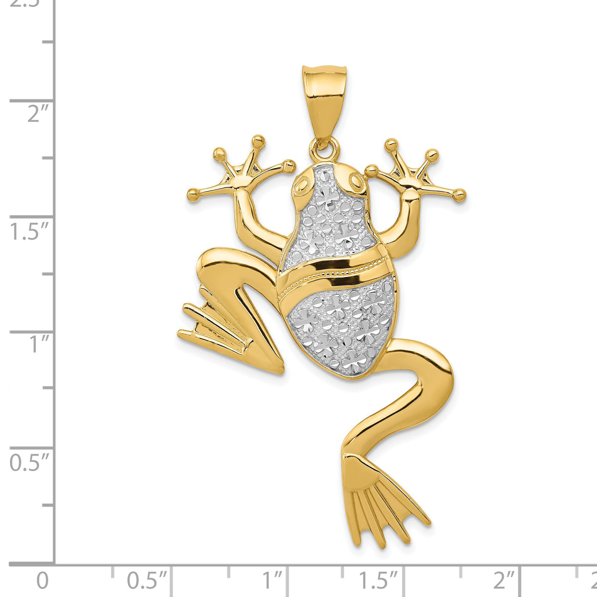 14K and Rhodium Diamond-cut Frog Pendant-K3296