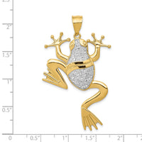 14K and Rhodium Diamond-cut Frog Pendant-K3296