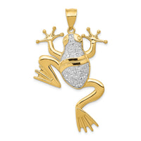 14K and Rhodium Diamond-cut Frog Pendant-K3296