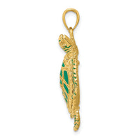 14k 3-D Enameled Sea Turtle Pendant-K3305