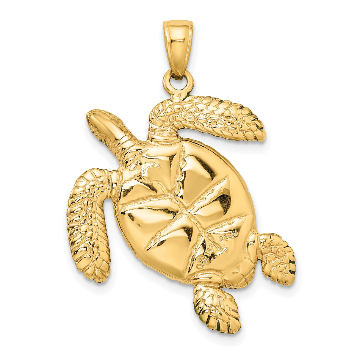 14k 3-D Enameled Sea Turtle Pendant-K3305