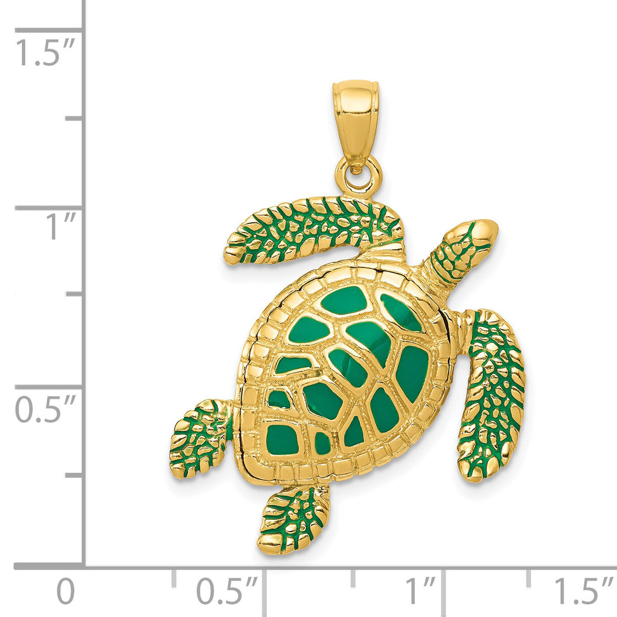 14k 3-D Enameled Sea Turtle Pendant-K3305