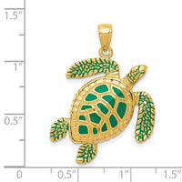 14k 3-D Enameled Sea Turtle Pendant-K3305