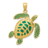 14k 3-D Enameled Sea Turtle Pendant-K3305