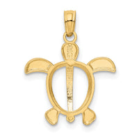 14K and Rhodium Sea Turtle Pendant-K3307