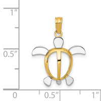 14K and Rhodium Sea Turtle Pendant-K3307