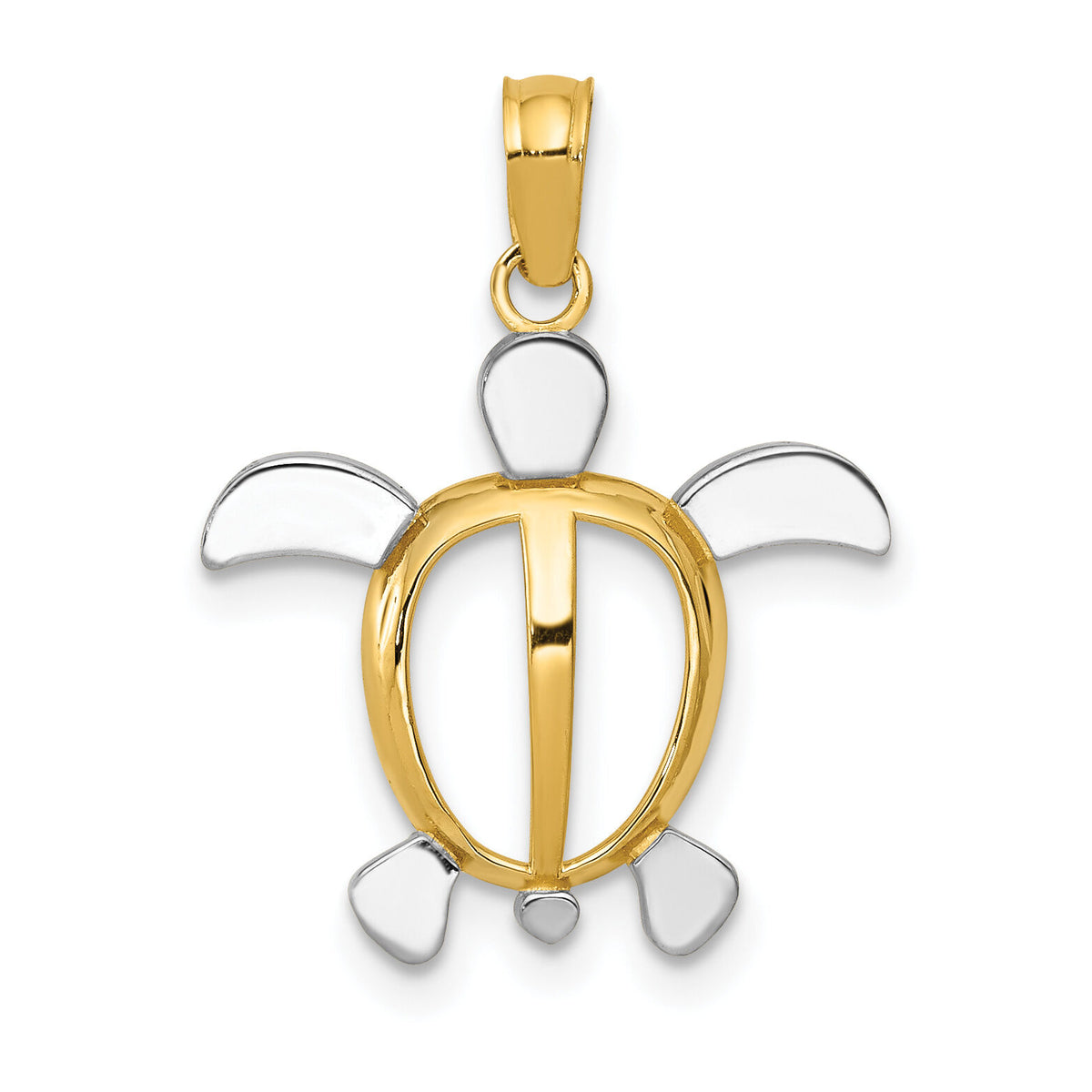 14K and Rhodium Sea Turtle Pendant-K3307