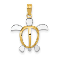 14K and Rhodium Sea Turtle Pendant-K3307