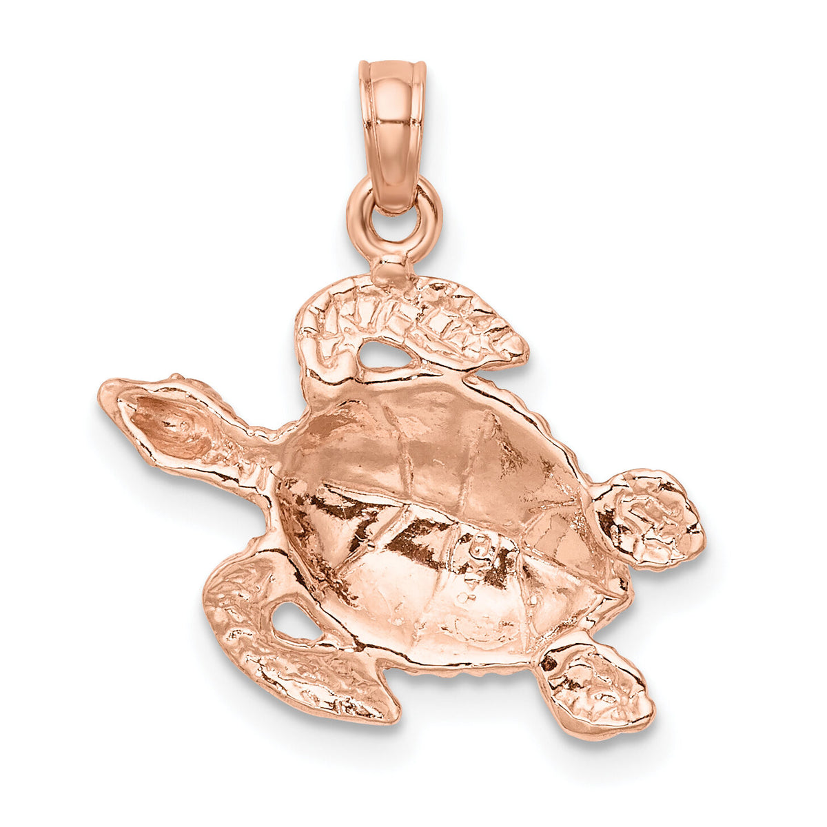 14k Rose Gold Textured Sea Turtle Charm-K3308R
