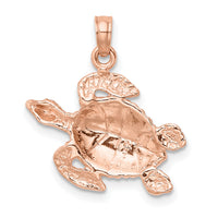 14k Rose Gold Textured Sea Turtle Charm-K3308R