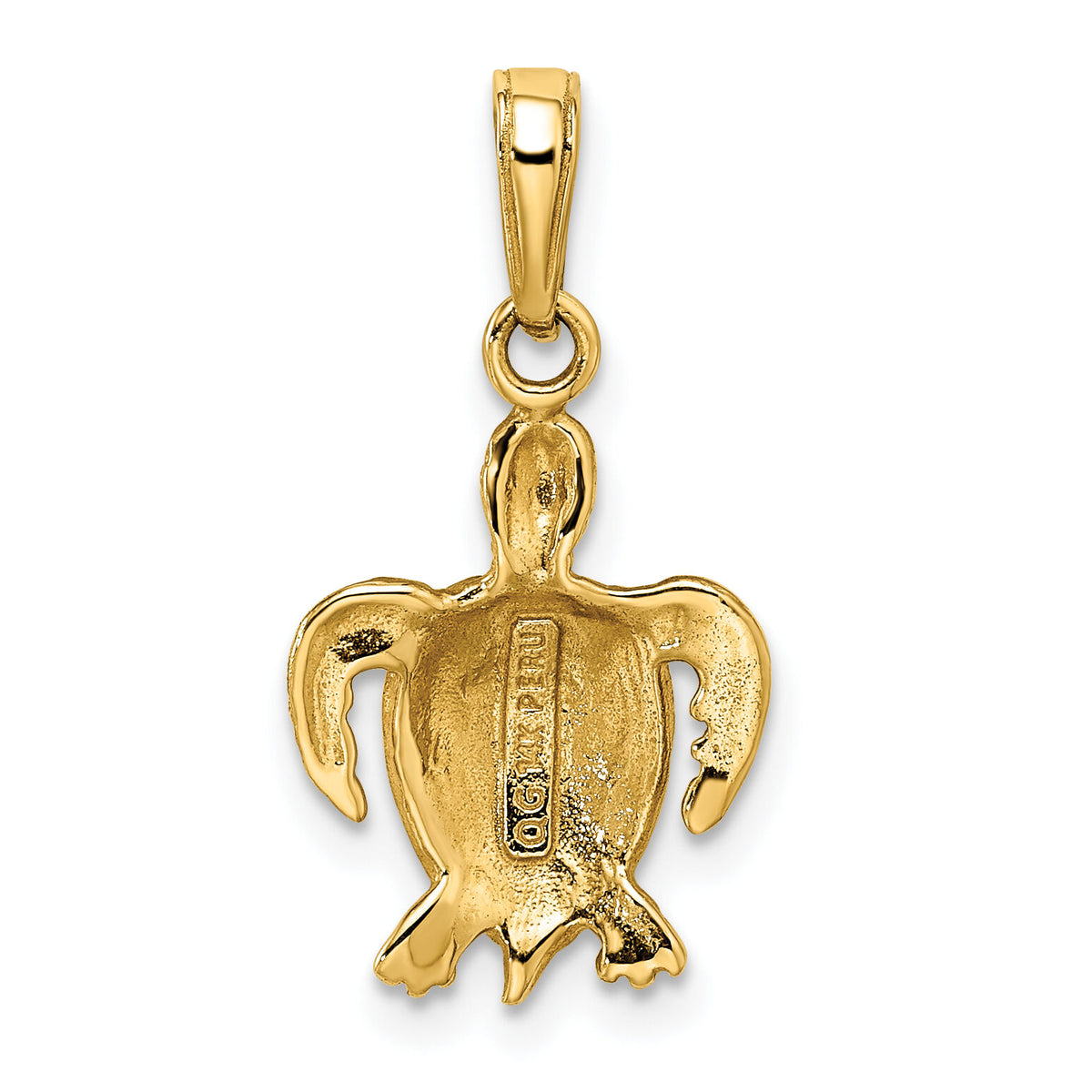 14k Green Enameled Sea Turtle Pendant-K3309GN