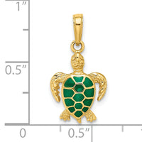 14k Green Enameled Sea Turtle Pendant-K3309GN