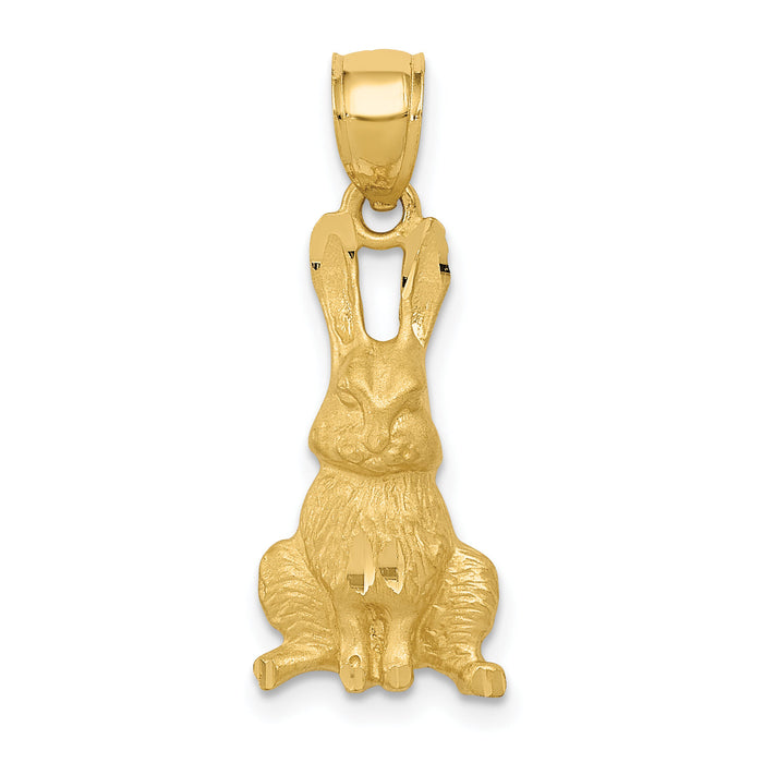 14K Diamond-cut Rabbit Pendant-K3317