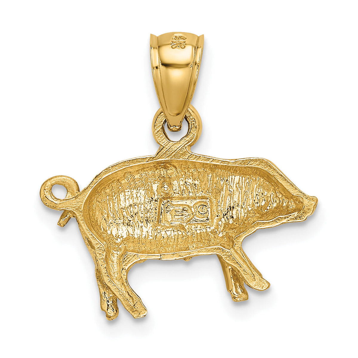 14K Diamond-cut Pig Pendant-K3319