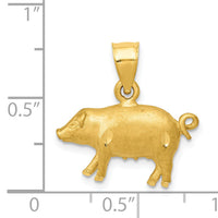 14K Diamond-cut Pig Pendant-K3319