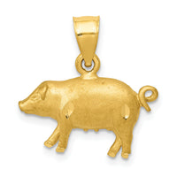 14K Diamond-cut Pig Pendant-K3319