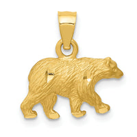 14K Diamond-cut Bear Pendant-K3320