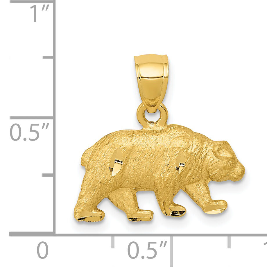 14K Diamond-cut Bear Pendant-K3321
