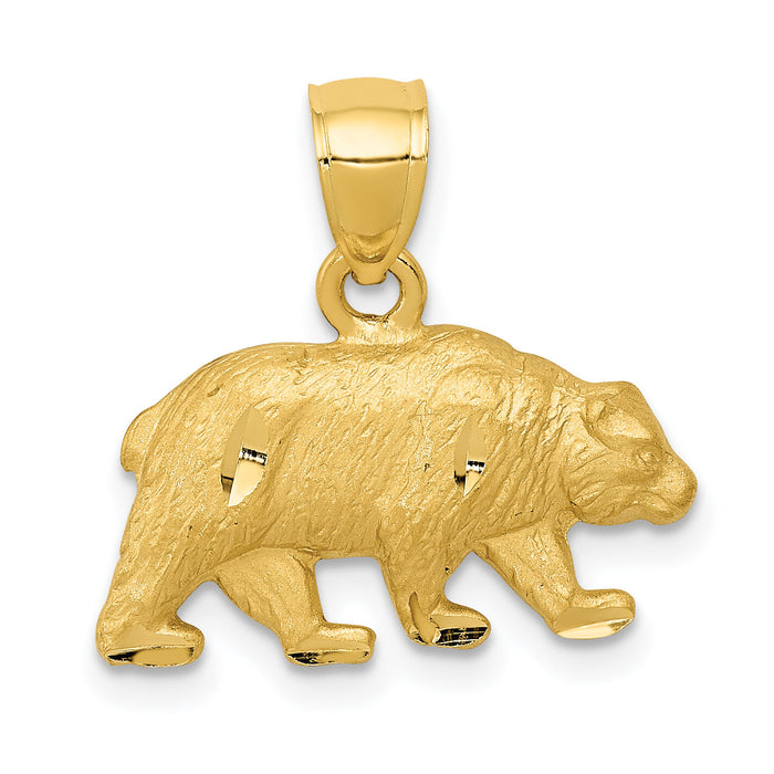 14K Diamond-cut Bear Pendant-K3321