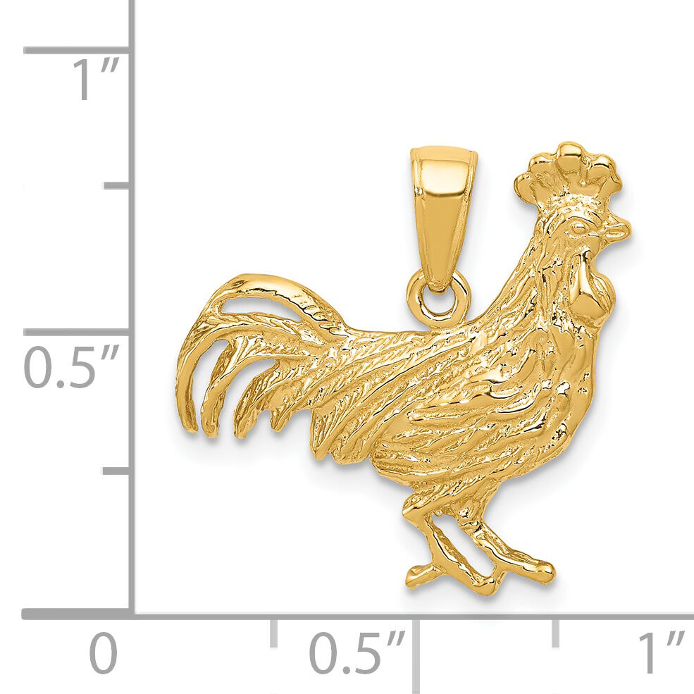 14k Rooster Pendant-K3324