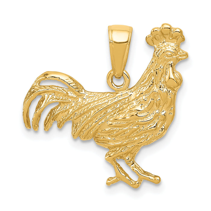 14k Rooster Pendant-K3324