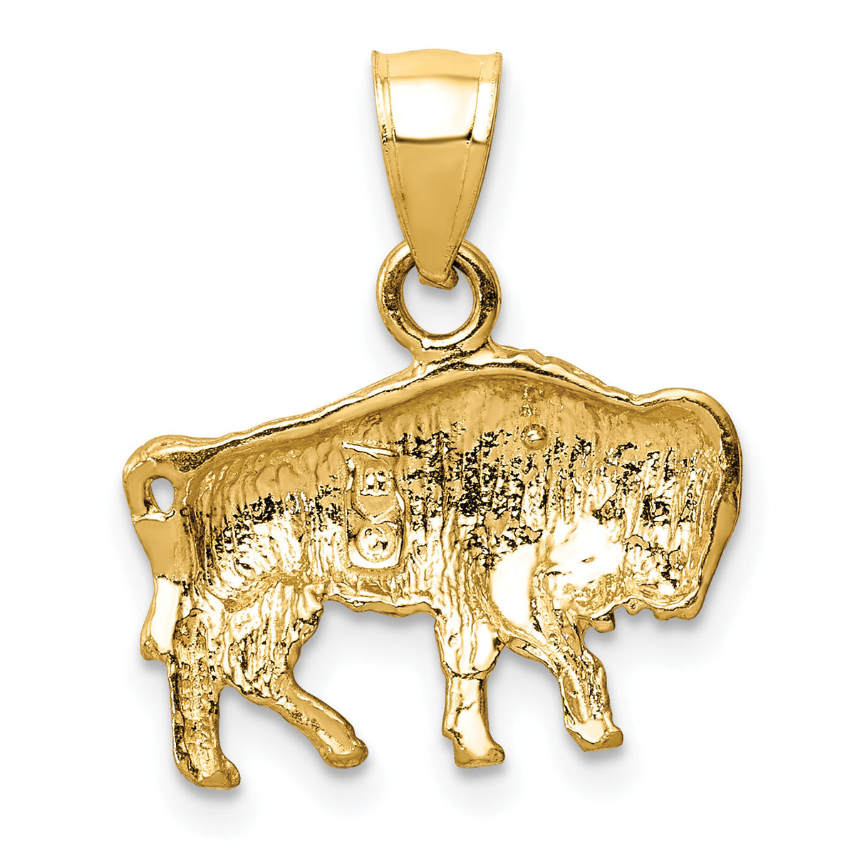 14K Diamond-cut Buffalo Pendant-K3329