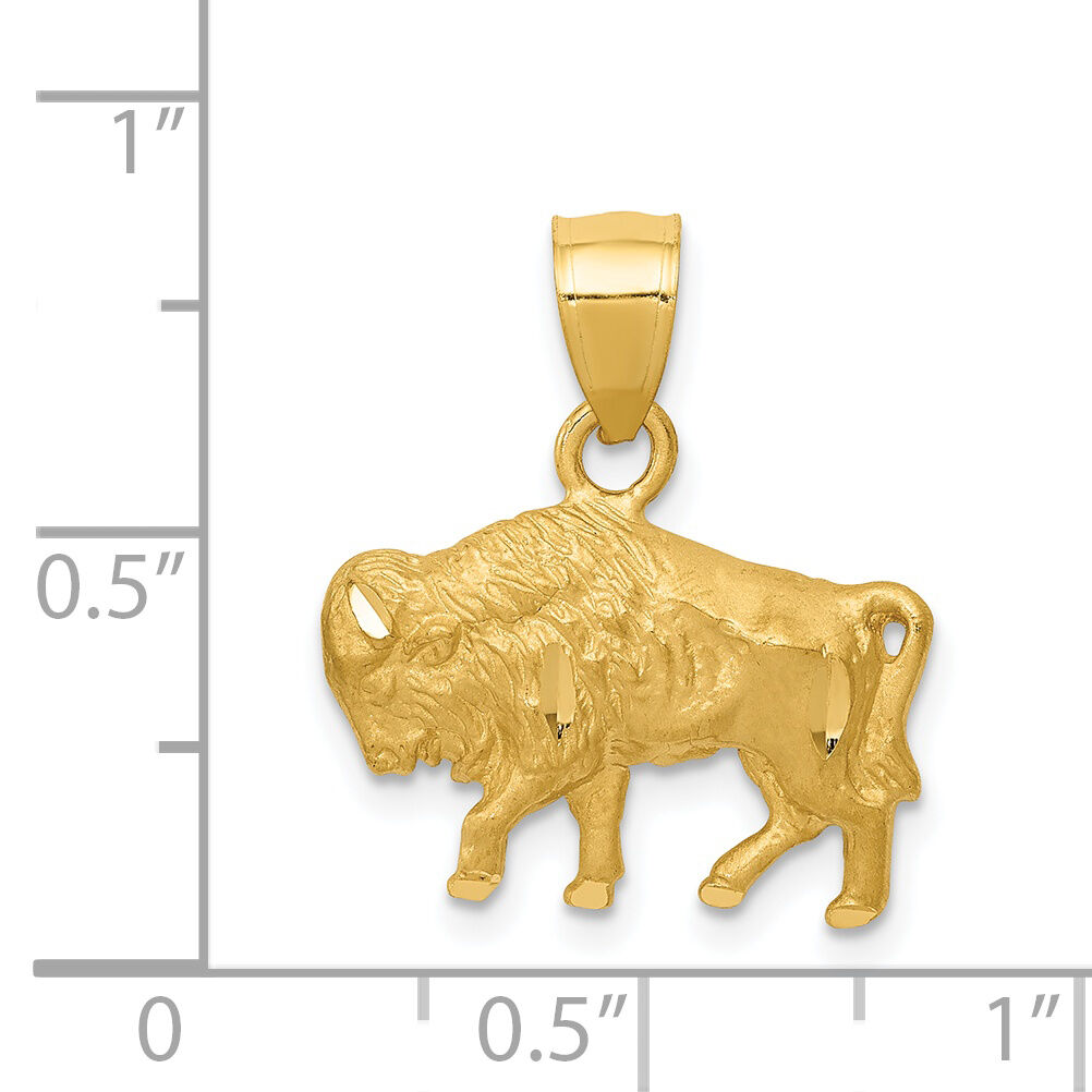14K Diamond-cut Buffalo Pendant-K3329