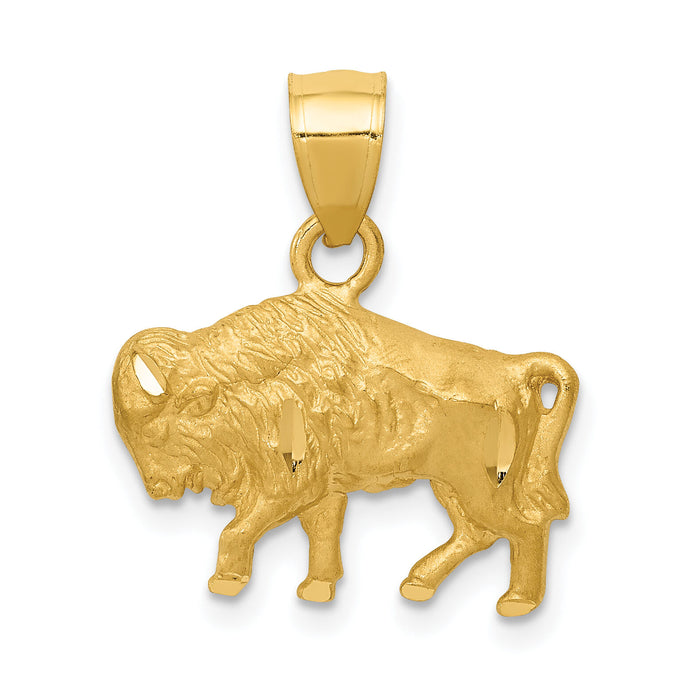 14K Diamond-cut Buffalo Pendant-K3329