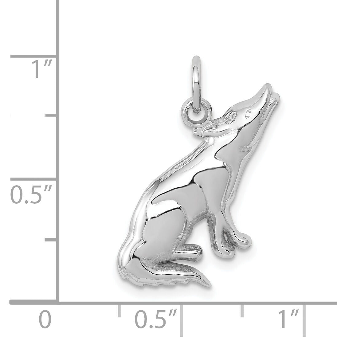 14k White Gold Wolf Charm-K3330