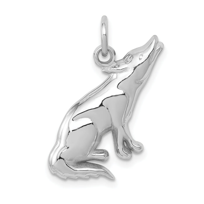 14k White Gold Wolf Charm-K3330