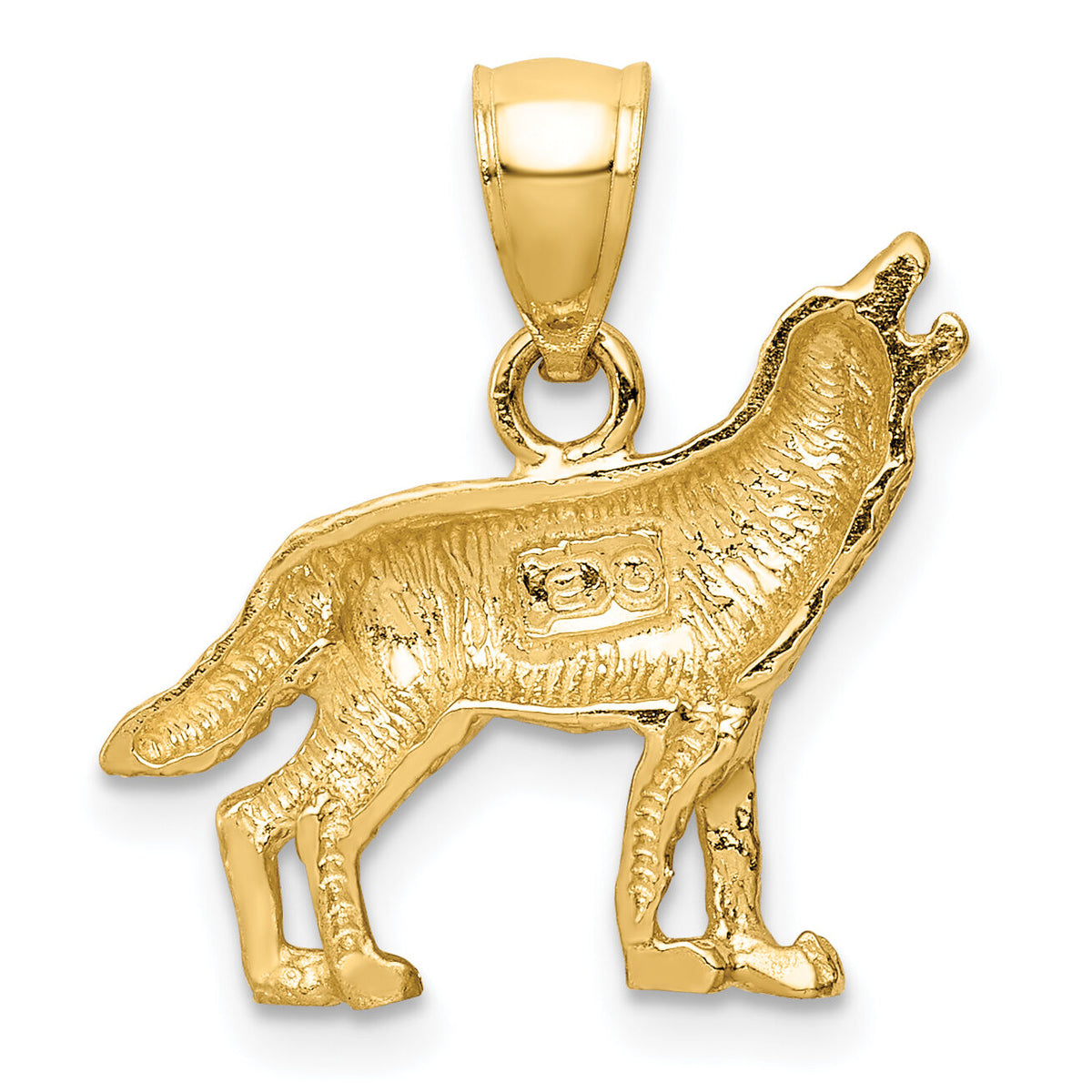 14K Diamond-cut Wolf Pendant-K3331