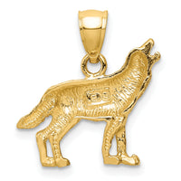 14K Diamond-cut Wolf Pendant-K3331