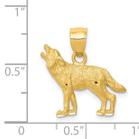 14K Diamond-cut Wolf Pendant-K3331