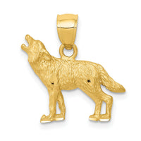 14K Diamond-cut Wolf Pendant-K3331