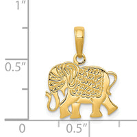 14k Textured Elephant Pendant-K3332