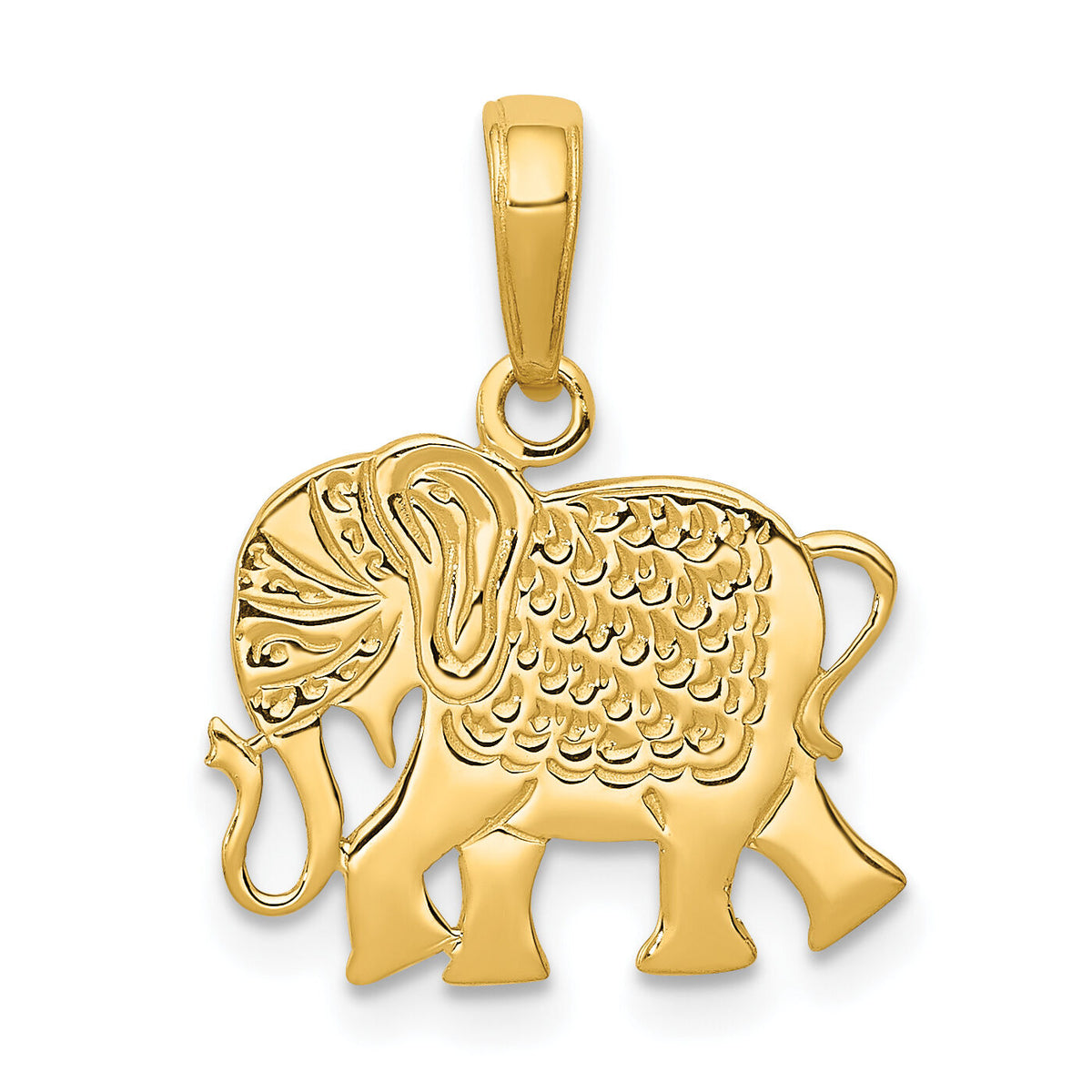 14k Textured Elephant Pendant-K3332