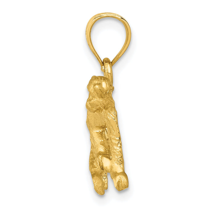 14K Diamond-cut Monkey Pendant-K3346