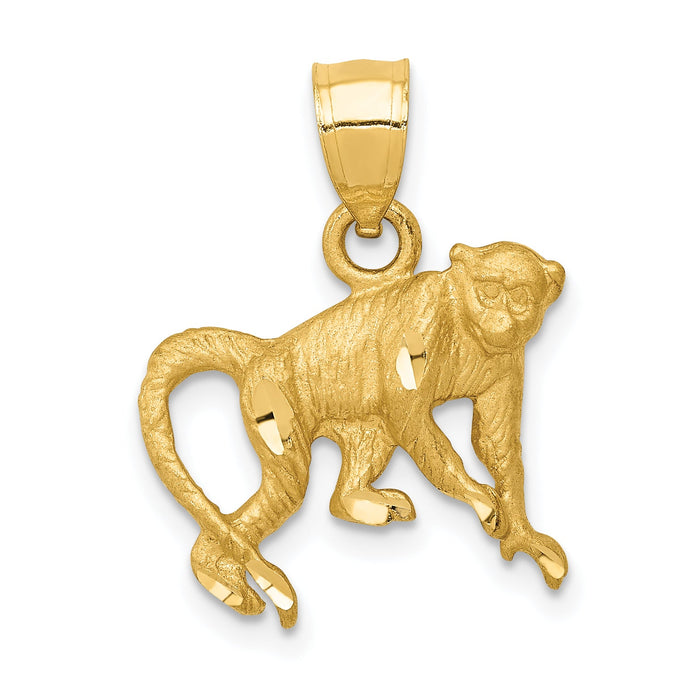 14K Diamond-cut Monkey Pendant-K3346