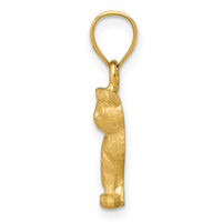 14K Diamond-cut Cat Pendant-K3351