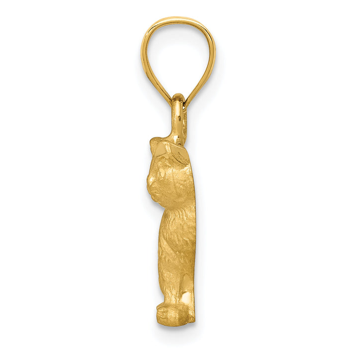 14K Diamond-cut Cat Pendant-K3351