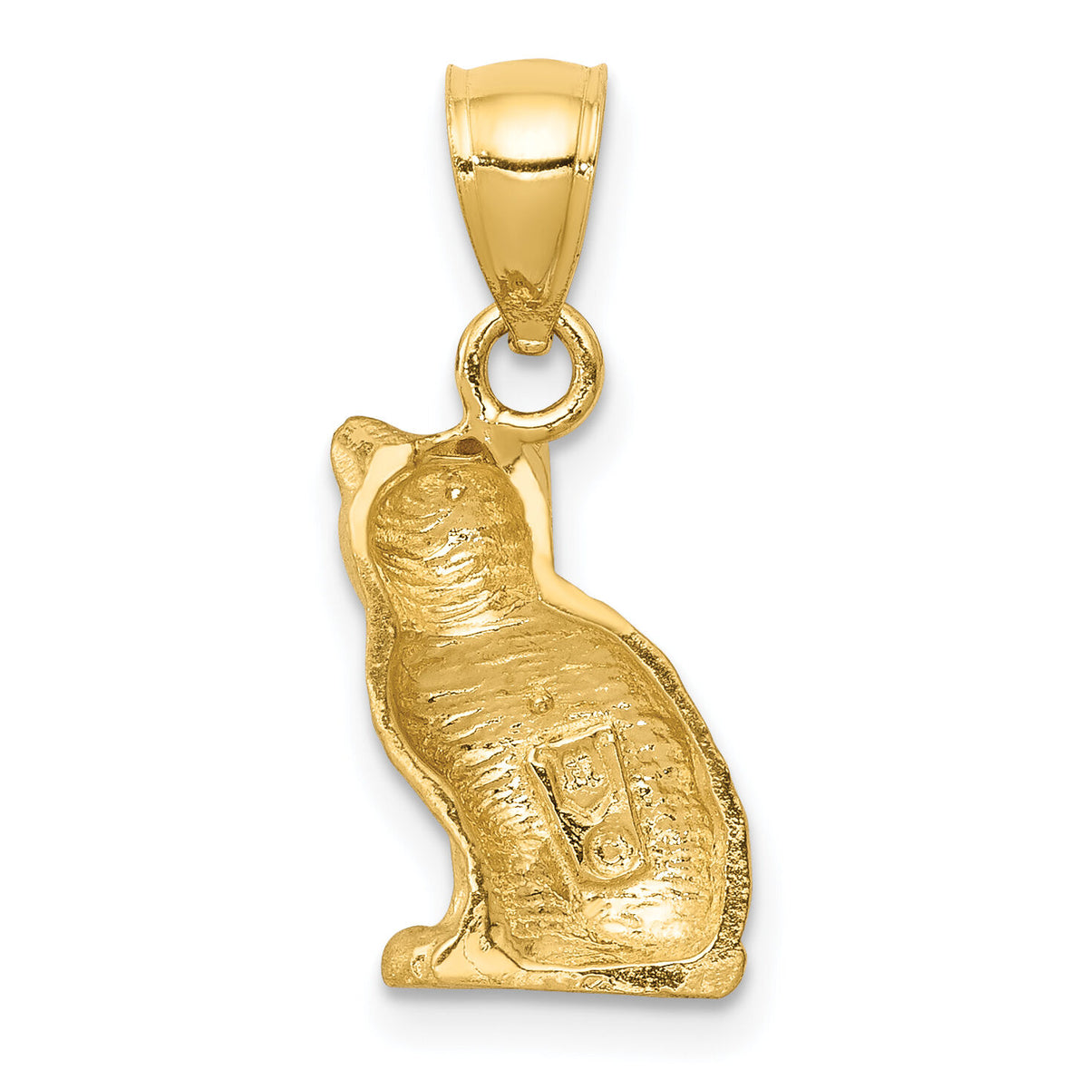 14K Diamond-cut Cat Pendant-K3351